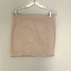 Free People  Light Pink Cotton Denim Stretch Mini Skirt 10
